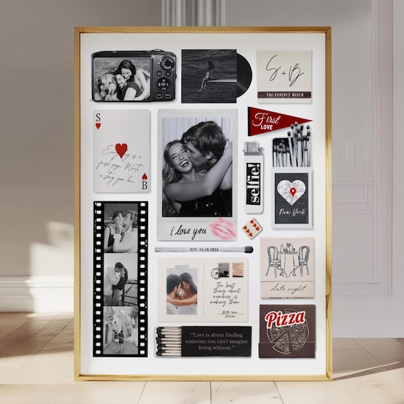 Matchbook Poster Template Custom Matchbox Art 1st Anniversary Gift for Boyfriend Printable Gifts for Him and Her Collage Wall Prints