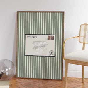 Arte de parede cristã moderna com estampa verde-oliva, cartão postal listrado vintage, arte de parede com lamentações, decoração de apartamento, presente de berçário, arte acima da cama
