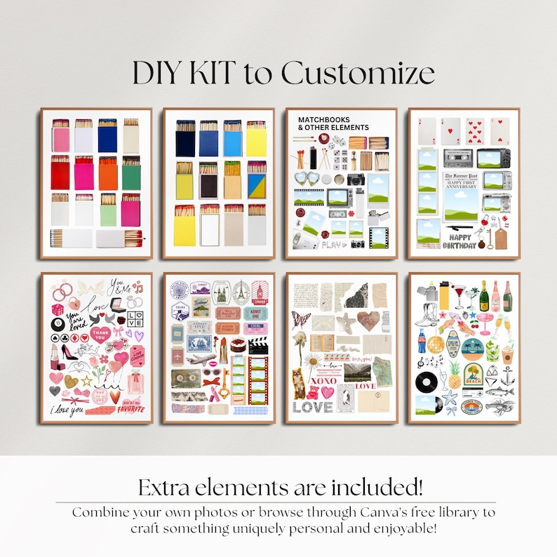 Custom Matchbox Template DIY Canva Blank Matchbook Poster 1st Anniversary Gift Boyfriend Girlfriend Birthday Gift Retro Wall Art Collage image 3