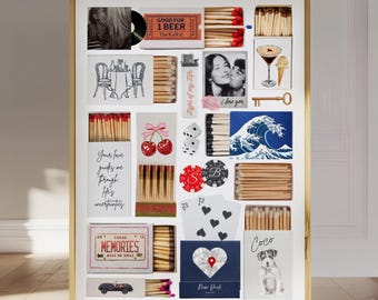 Matchbox Template DIY Canva Matchbook Poster First Anniversary Gift for Boyfriend or Girlfriend Birthday Wall Art Couple Gifts