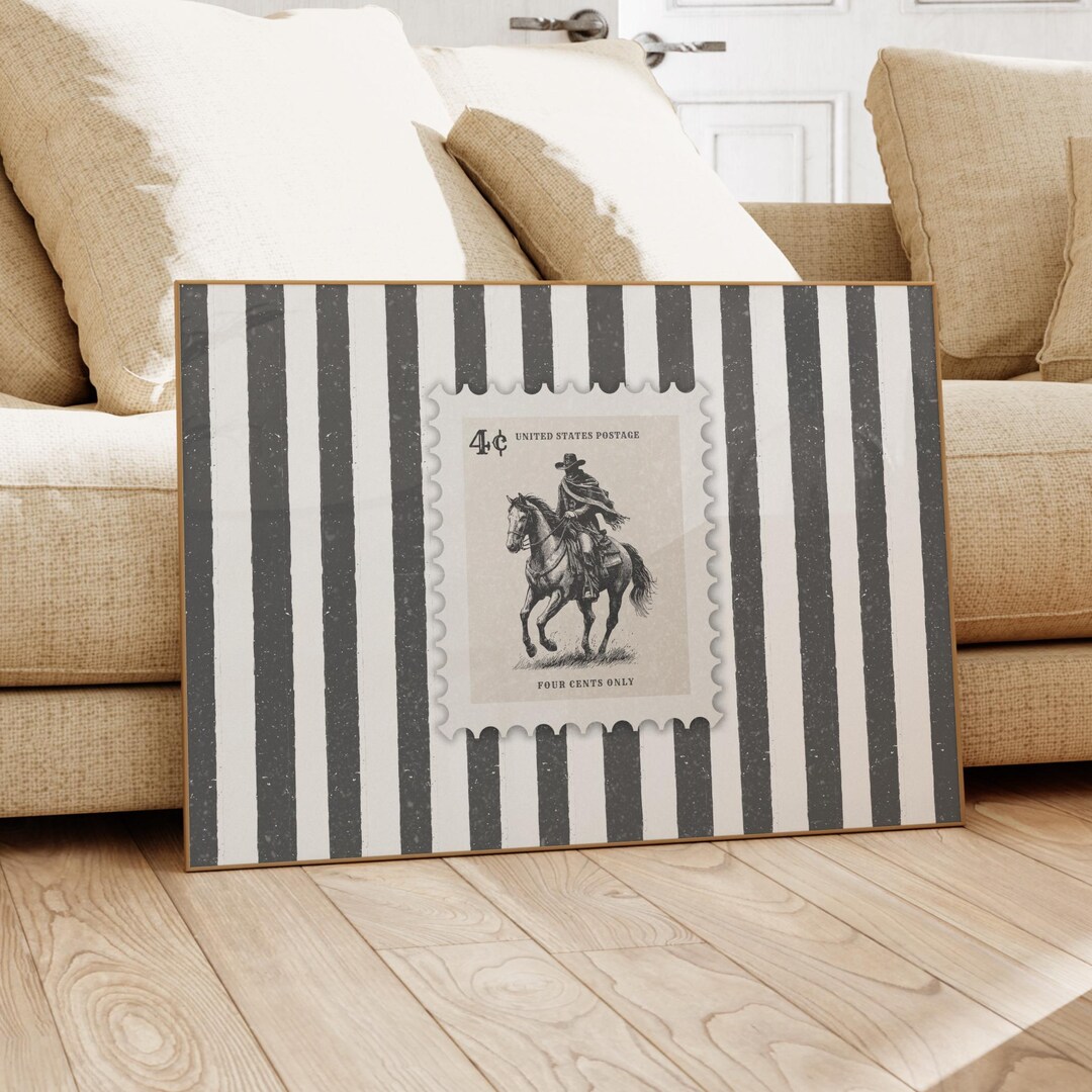 Vintage Striped Rodeo Print Black, Cowboy Wall Art, Western Art Print ...