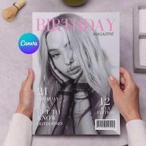 Birthday Magazine Template Canva, Sister Magazine Gift Idea, Personalized Birthday Magazine Cover, Bestie Gift, Custom Photo Gift, Editable