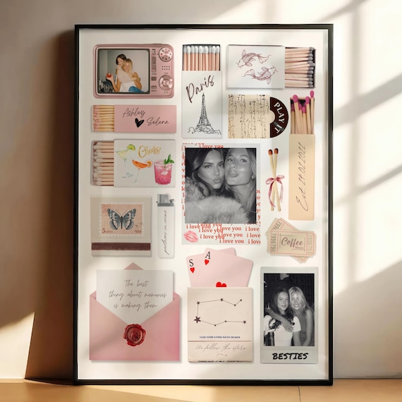 Bestie Gift Matchbox Template Editable Matchbook Art Print DIY Canva Bridal Shower Gift Personalised Best Friend Birthday Picture Collage