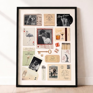 Custom Matchbox Template DIY Canva Blank Matchbook Poster 1st Anniversary Gift Boyfriend Girlfriend Birthday Gift Retro Wall Art Collage image 1