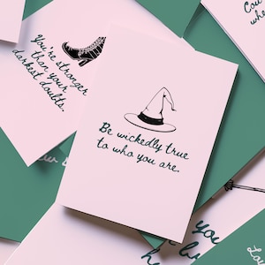 Tarjetas de afirmación con citas de Broadway, el rosa combina bien con el verde, póster de Broadway, decoración de habitación coqueta, arte mural femenino, decoración de apartamentos