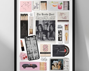 Bestie Gift Matchbox Template Editable Matchbook Art Print DIY Canva Bridal Shower Gift Personalised Best Friend Birthday Picture Collage