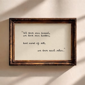 Bread Butter Love Quote Print: Love Partner Gift For Her, Hand-Drawn Typography Poster, Neutral Kitchen Decor (Digital Download, Horizontal)