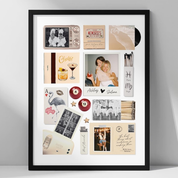 Bestie Birthday Gift Custom Matchbox Art Template DIY Canva Matchbook Poster Friendsgiving Gift Ideas For Bride Personalised Picture Collage