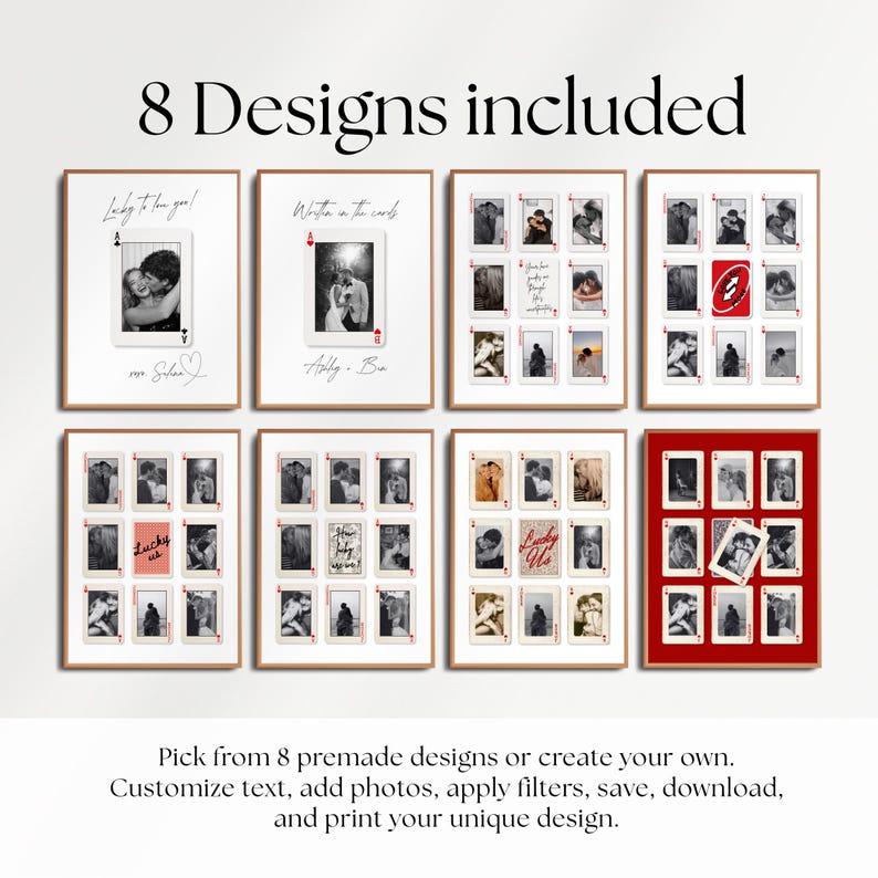 Personalized Playing Card Photo Collage, Anniversary Gift DIY Canva Template Digital Download image 2