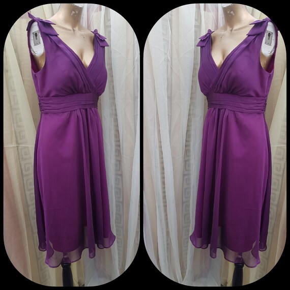 20's 30s Flapper dress Purple Silk Chiffon Fit & F