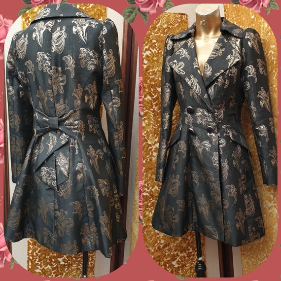 Black Evening Coat 20's 30s Style Evening Coat Fl