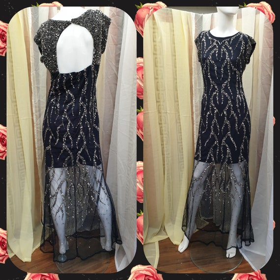20's 30's Flapper Dress Art Deco Sequin Bead Dress