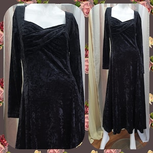 Vestido de veludo preto vintage vestido de veludo esmagado vestido de corte viés vestido de veludo tamanho do vestido