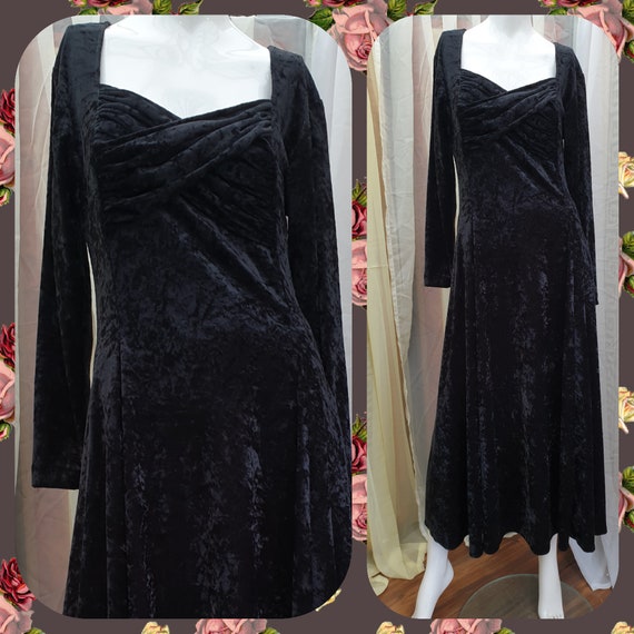 Black Velvet Dress Vintage Crushed Velvet Dress Bi