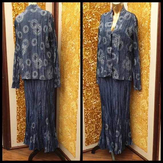 Crushed Blue Grey Evening Dress Suit Flapper Suit