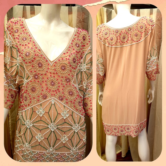 Vintage Flapper Dress Beaded Flapper Dress Size UK