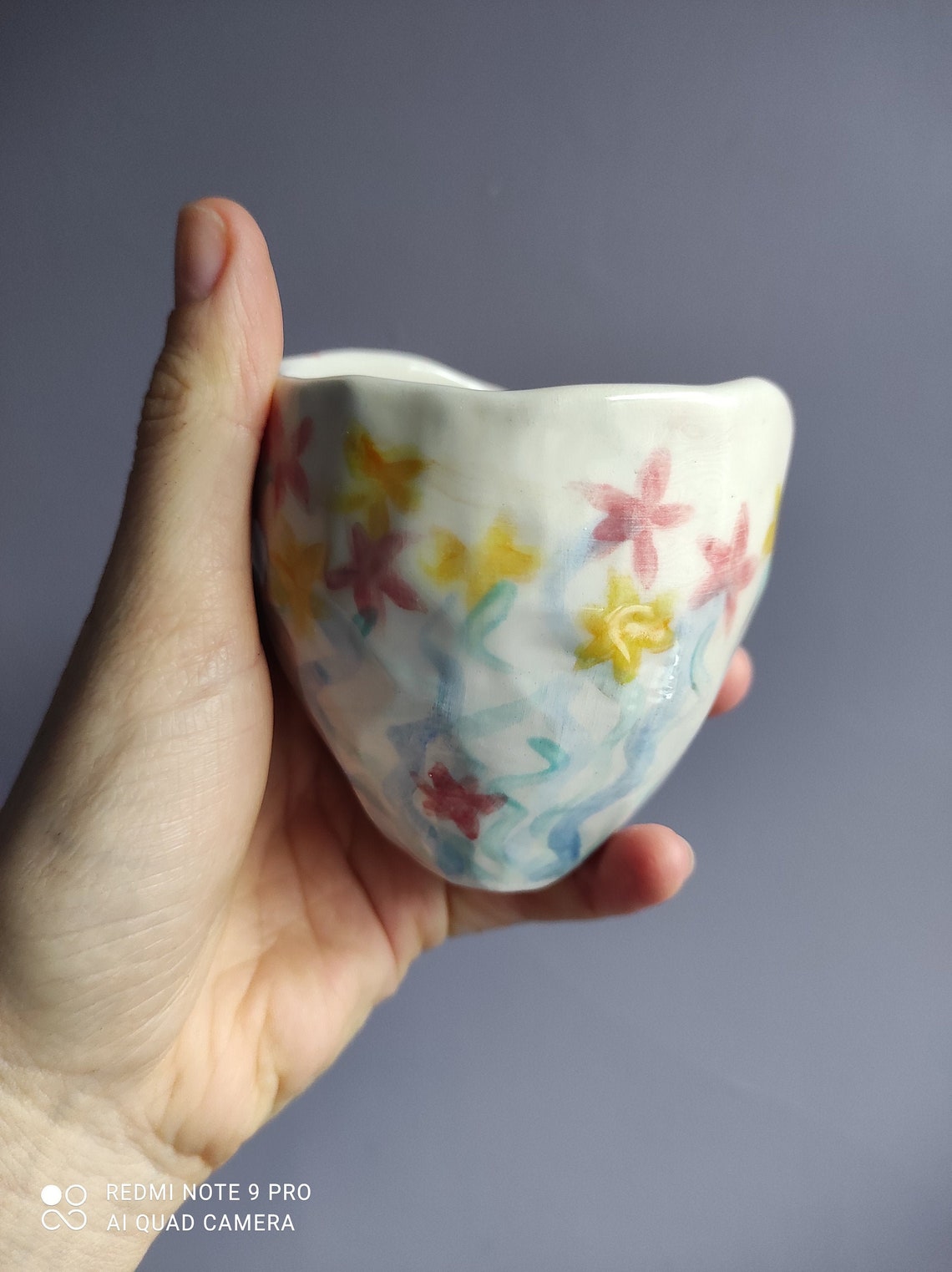 Handmade Pinch Pot Flower design Springtime Colourful Etsy