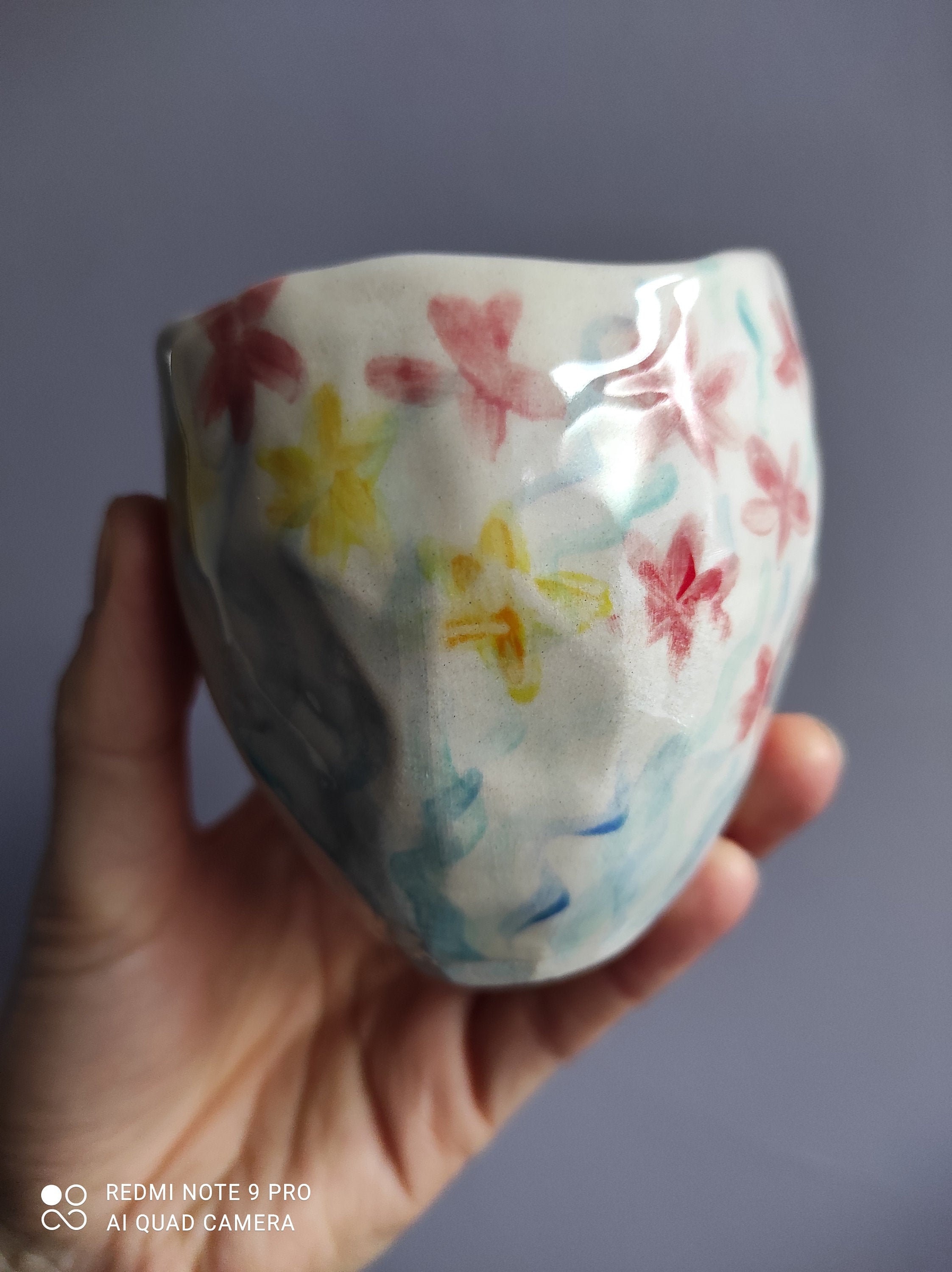 Handmade Pinch Pot Flower design Springtime Colourful Etsy