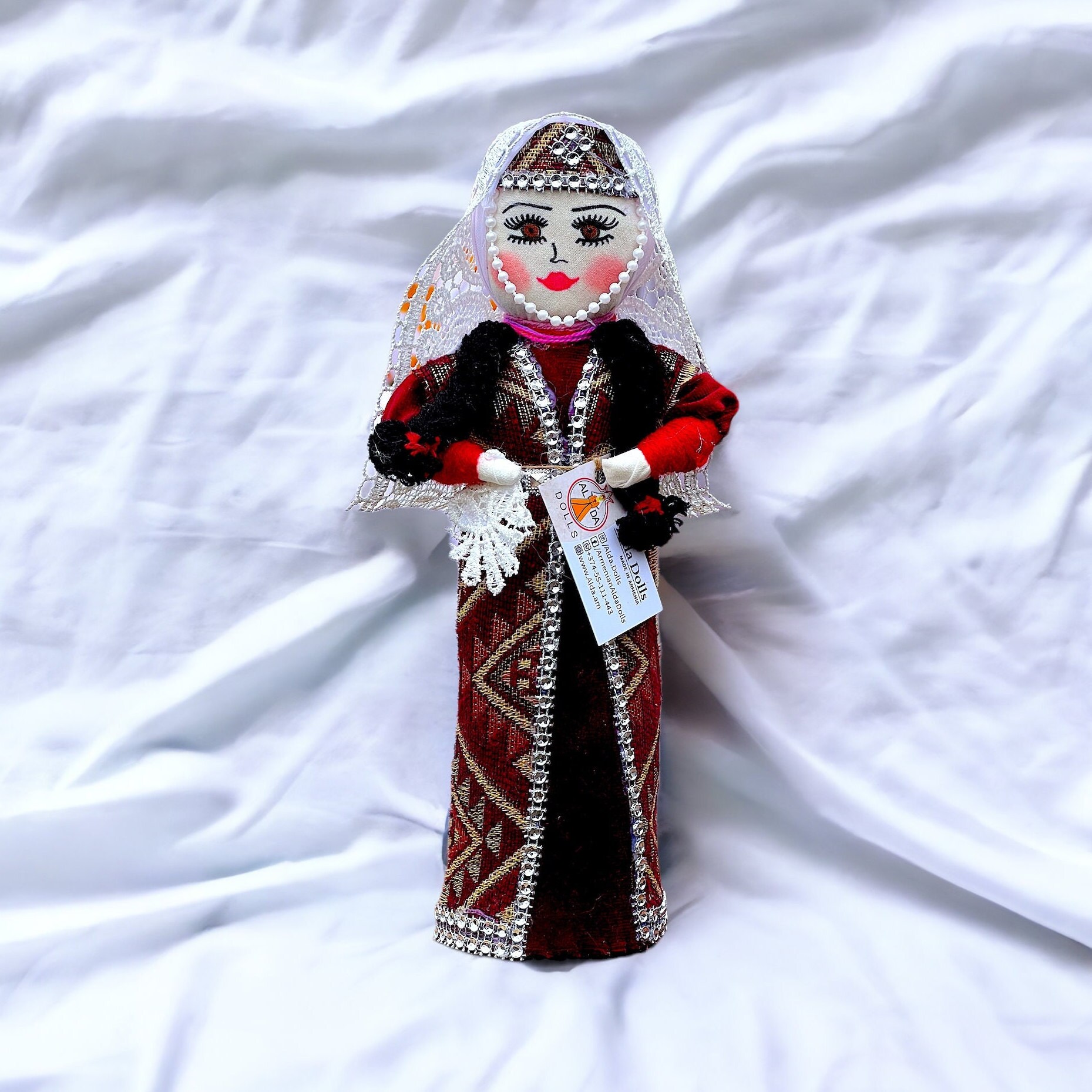 Armenian Goddess Astghik Doll in Traditional Red Costume With