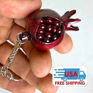 Wooden Keychain Pomegranate Red, Armenian Wooden Pomegranate, Made in Armenia,