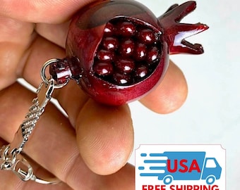 Wooden Keychain Pomegranate Red, Armenian Wooden Pomegranate, Made in Armenia,