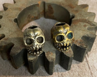 Shrunken Scull EDC Messer Paracord Bead | Messingperle | EDC Ausrüstung | Everyday Carry Hank Bead | Großlochperle | Steam Punk Gold Silber Horror