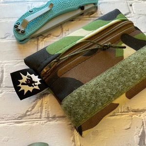 Bolsa EDC / Mini bolsa / Cartera pequeña con cremallera / Bolsa de transporte diario / Bolsa de gancho y bucle / Equipo EDC / Kit táctico Camo y OD Green