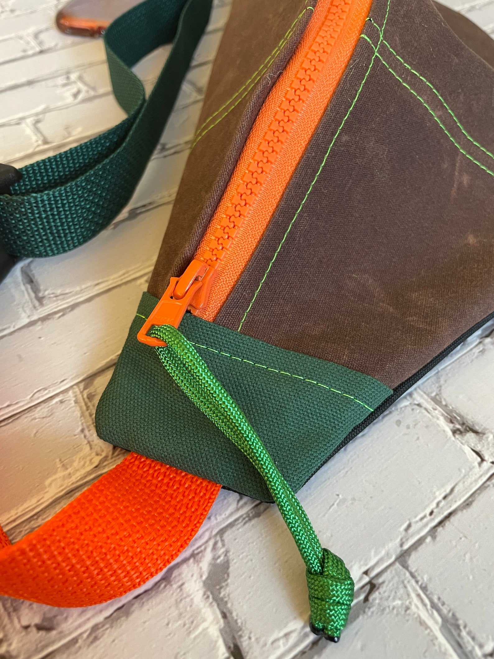 Waxed Canvas Sling Bag Roller Skate Bum Bag Brown Orange Etsy