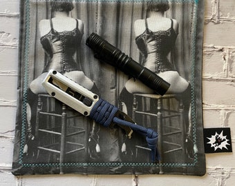 EDC Hank Limited Edition | EDC Gear Hankerchief | Hank for Bag, Pouch, Or Tray | Cabaret Burlesque  | Twin Sexy Ladies | Everyday Carry