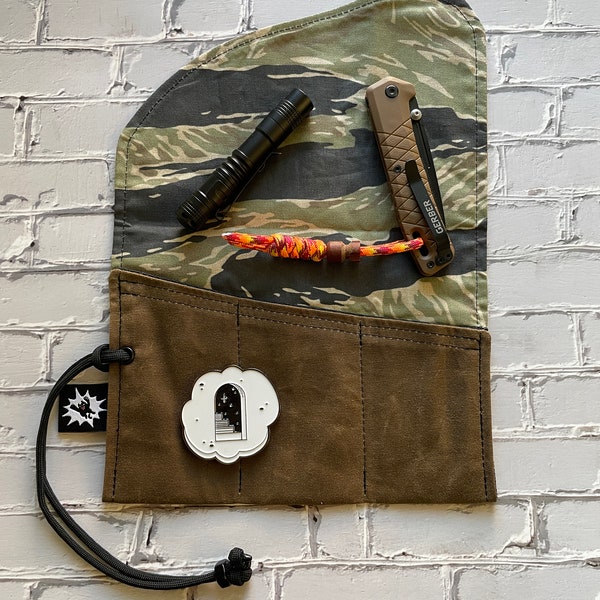 Waxed Canvas EDC Tool Roll | Vietnam Tiger Camo Pocket Organizer
