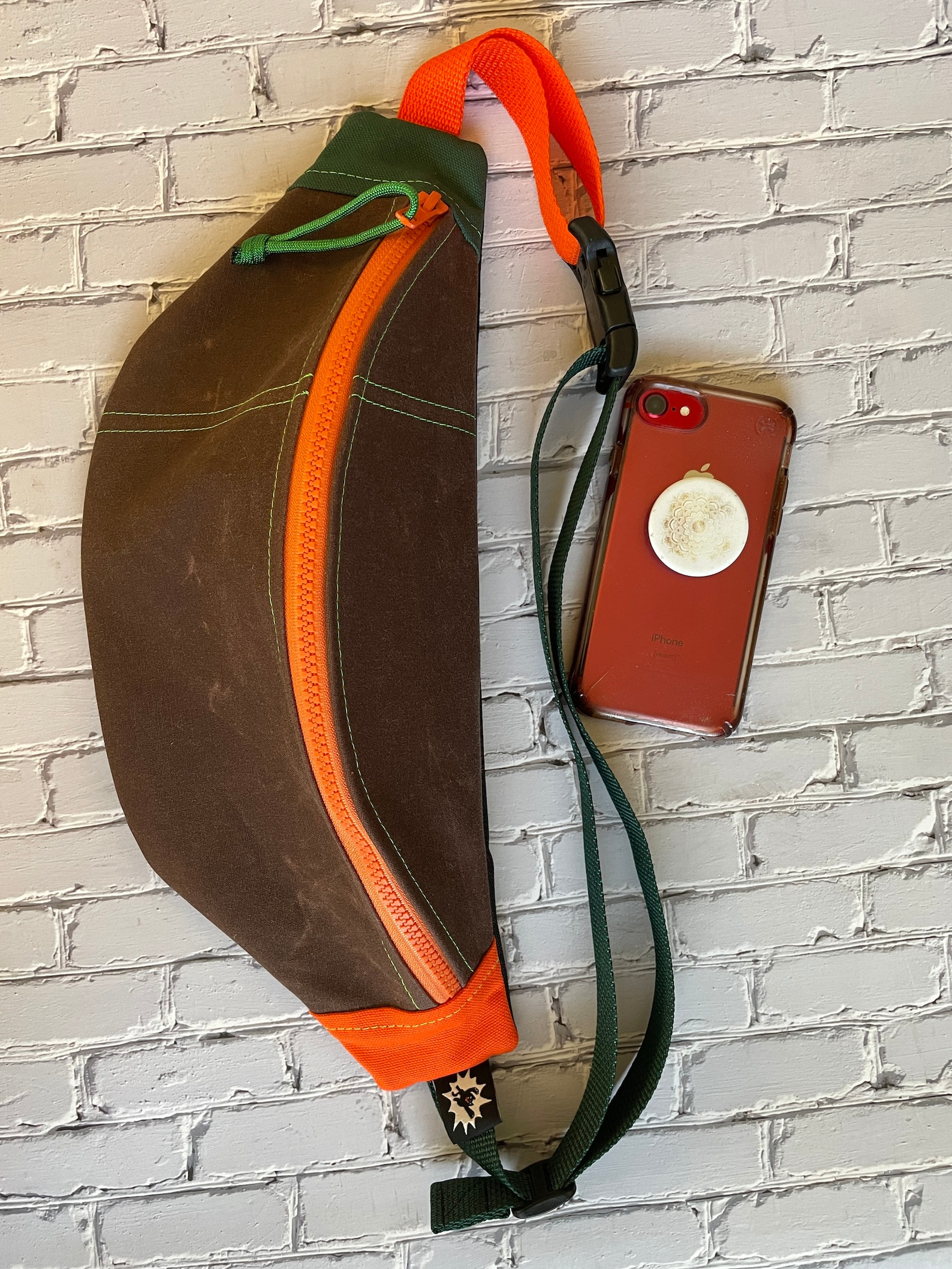 Waxed Canvas Sling Bag Roller Skate Bum Bag Brown Orange Etsy