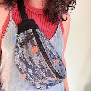 Clouds and Moon Waxed Canvas Sling Bag | Crossbody Fanny Pack