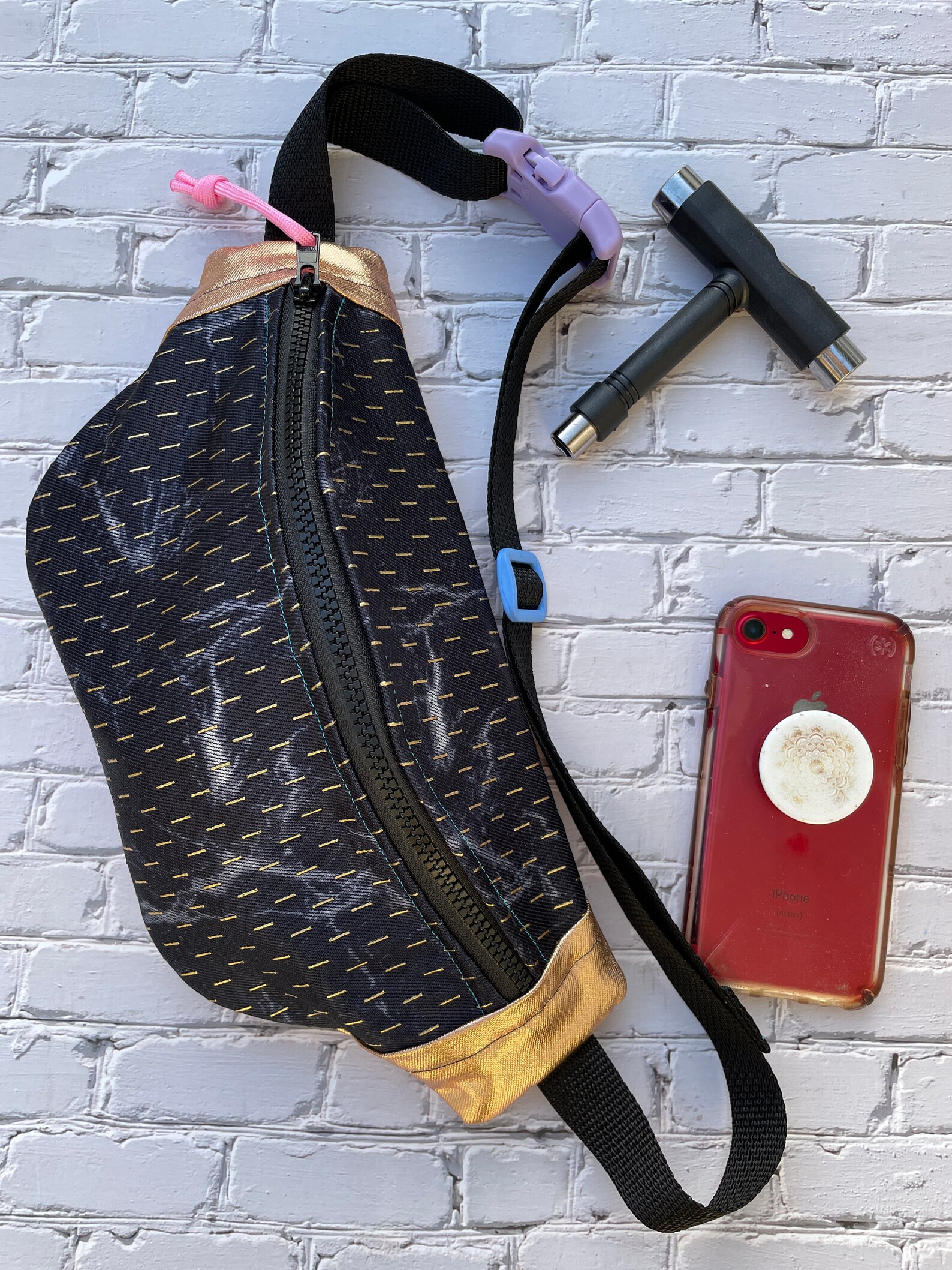 Black Denim and Gold Roller Skate Bag for Women Retro Style Etsy Canada