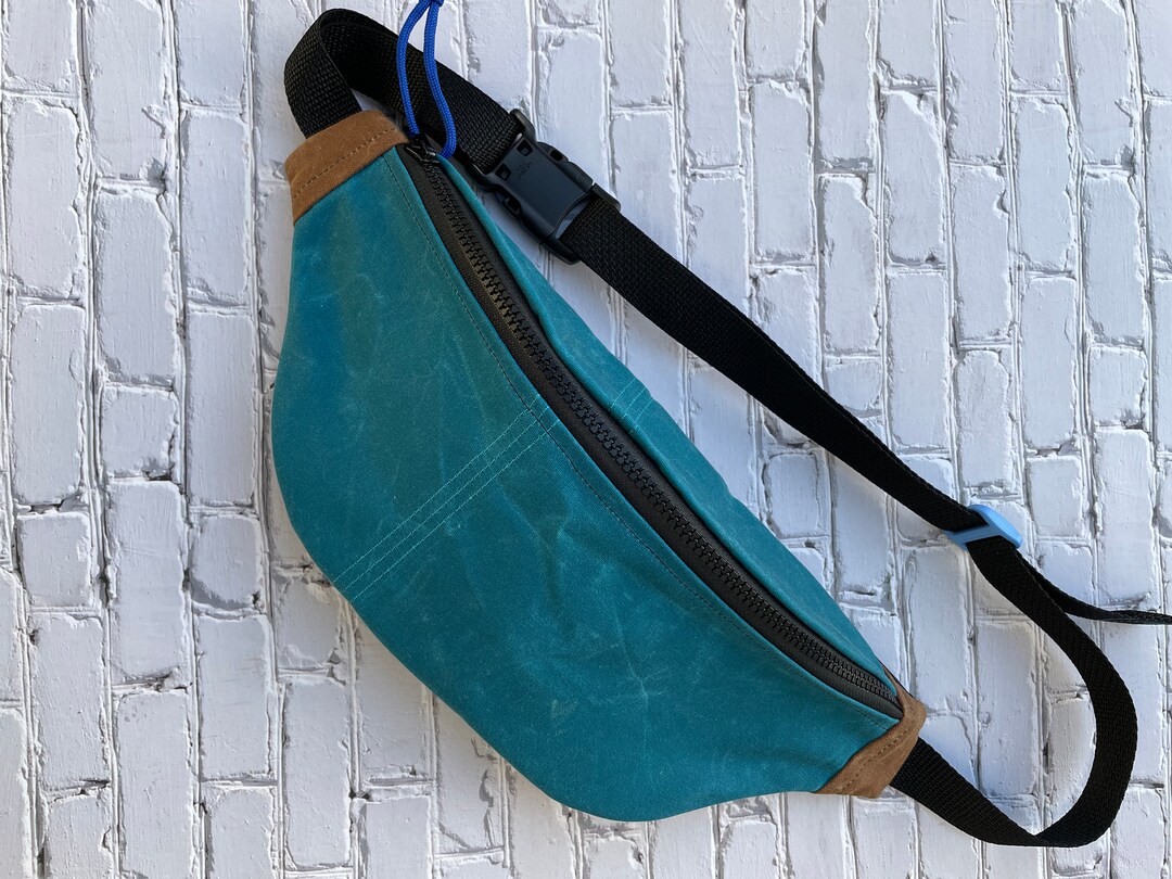 Waxed Canvas Sling Bag for Women or Men Skate Bum Bag Teal Etsy