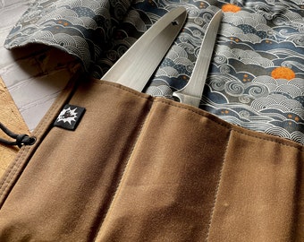 Kochmesser-Rolle aus gewachstem Canvas: Personalisierbare Tasche für Küchenutensilien