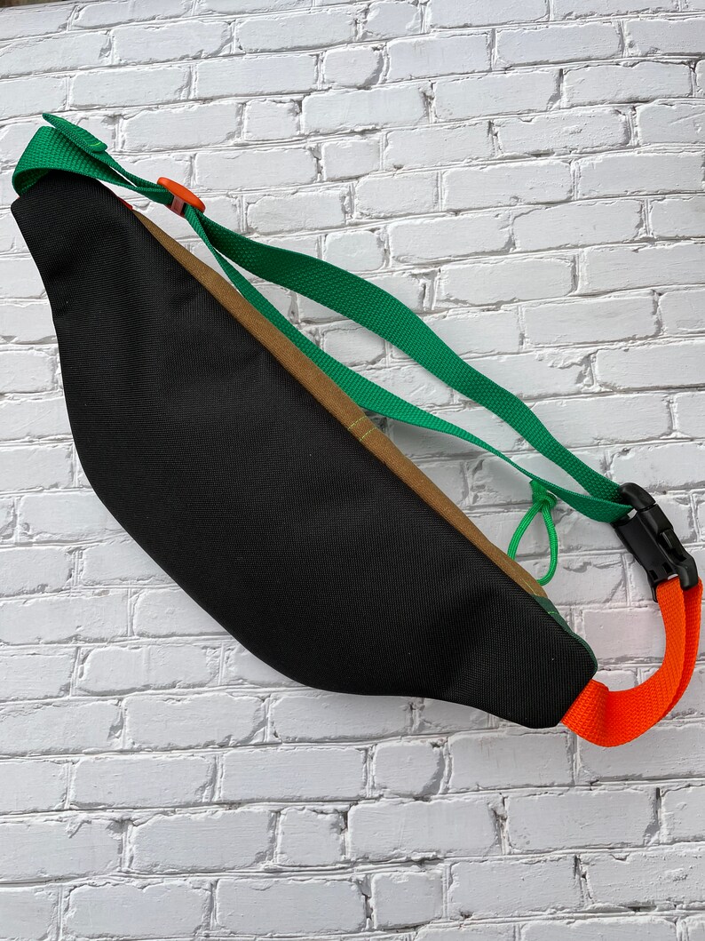 Waxed Canvas Sling Bag Roller Skate Bum Bag Brown Orange Etsy