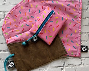 EDC Hank Set | Handkerchief for Every Day Carry |  Gear for EDC Organizer Pouch | Gift Set | Pocket Dump Combo Pack | Donut Dessert Warrior