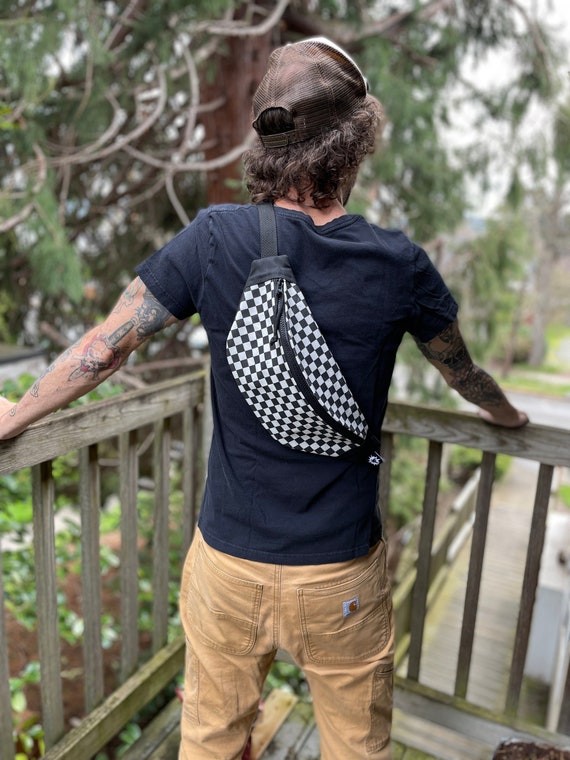 Waxed Canvas Sling Bag Roller Skate Bum Bag Black Canvas Etsy