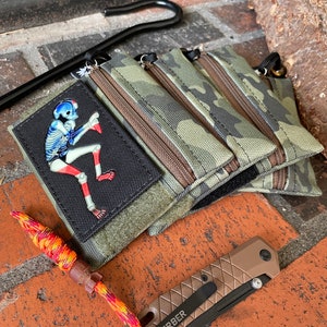 Bolsa EDC de lona encerada / Minibolsa / Billetera pequeña con cremallera / Bolso de transporte diario / Bolsa con velcro / Equipo EDC / Lona camuflada