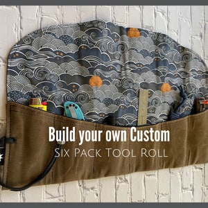 Rollo de herramientas EDC / Bolsa de lona encerada / Bolsa de equipo de transporte diario / Organizador de bolsillo Edc / Rollo de cuchillos / Hank de exhibición de volcado de bolsillo / Sixer personalizado