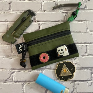 Bolsa EDC / Mini bolsa / Cartera pequeña con cremallera / Bolsa de transporte diario / Bolsa de gancho y bucle / Equipo EDC / Kit táctico OD Verde