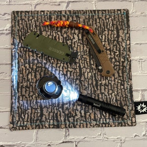 EDC Hank | Handkerchief Every Day Carry | EDC Gear | Hank For EDC Organizer Pouch | Cloth Tray | Flannel or Micro Fiber | Tree Bark