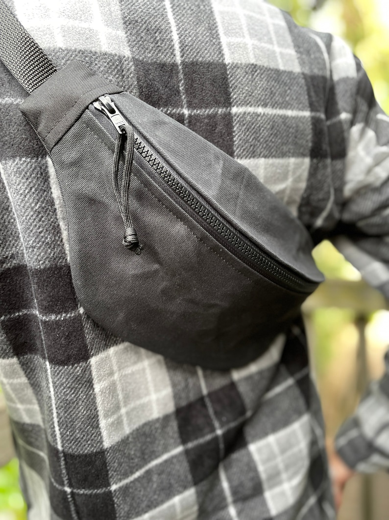 Black Waxed Canvas Sling Bag for Women Roller Skate Bum Bag Etsy