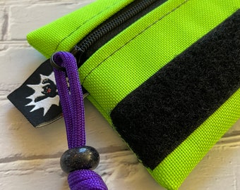 EDC Pouch | Mini Pouch | Small Zipper Wallet | Everyday Carry Bag | Hook and Loop Pouch | EDC Gear | Tactical Kit Lime Green Purple