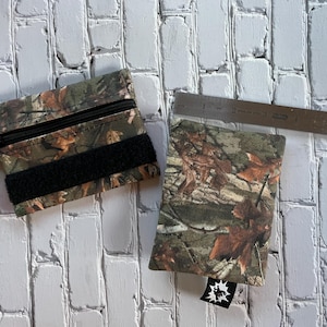 Bolsa EDC de lona encerada / Minibolsa / Billetera pequeña con cremallera / Bolso de transporte diario / Bolsa con velcro para cazadores / Equipo EDC / Camuflaje Mossy Oak