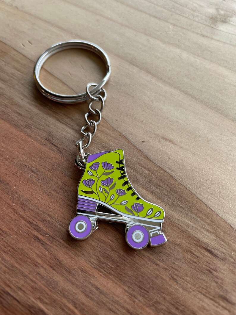 Roller Skate Key Chain Colors Black Witch Teal Pink Lime Etsy