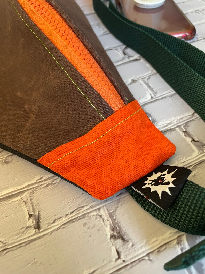 Waxed Canvas Sling Bag Roller Skate Bum Bag Brown Orange Etsy