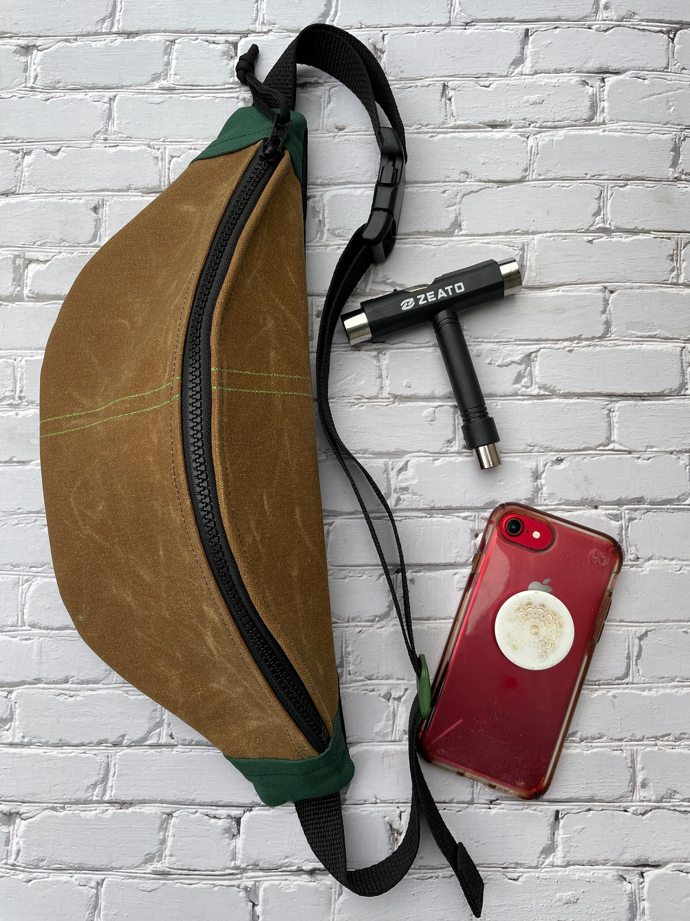 Waxed Canvas Sling Bag Unisex Roller Skate Bum Bag Brown Etsy