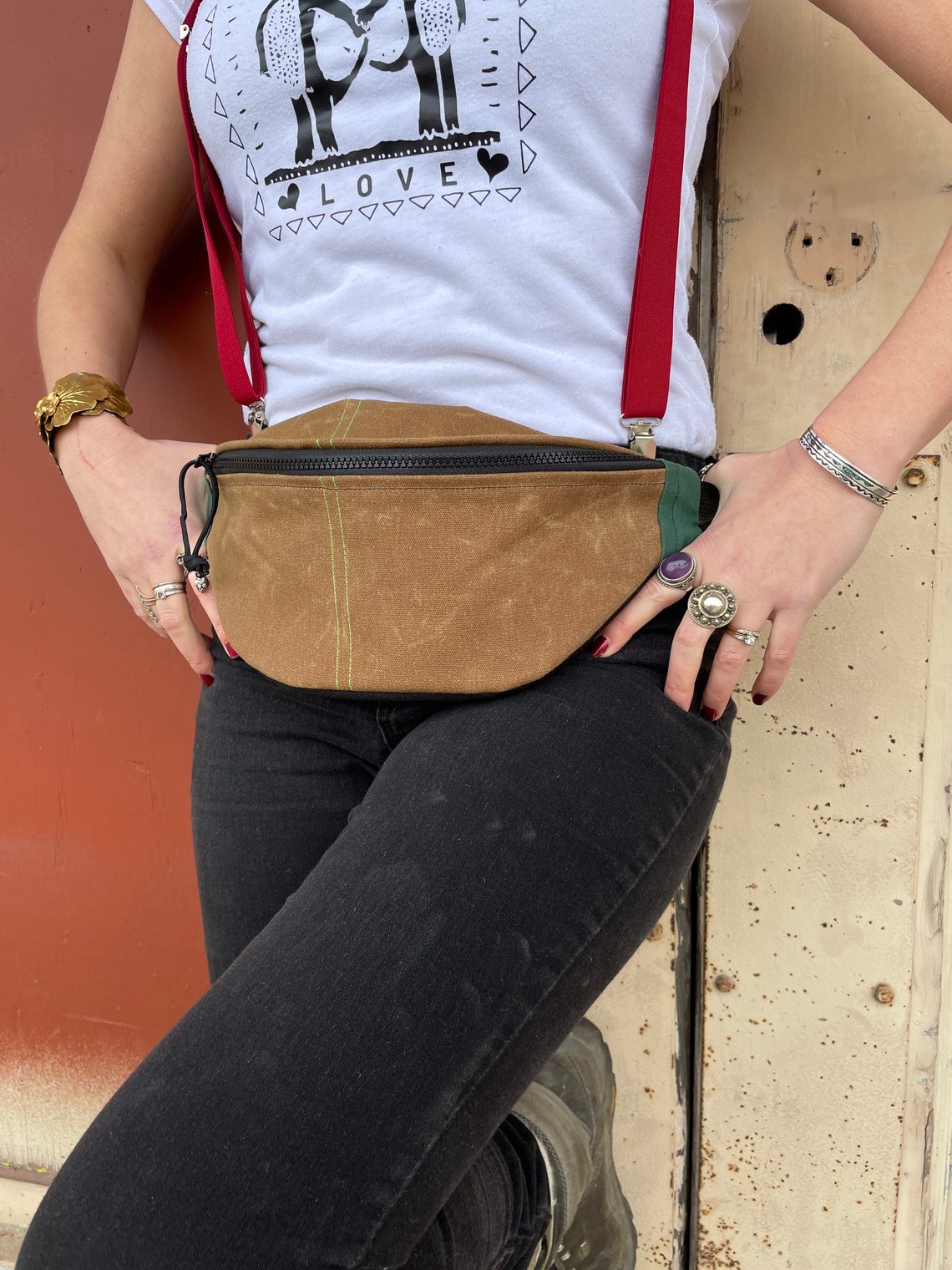 Waxed Canvas Sling Bag Unisex Roller Skate Bum Bag Brown Etsy