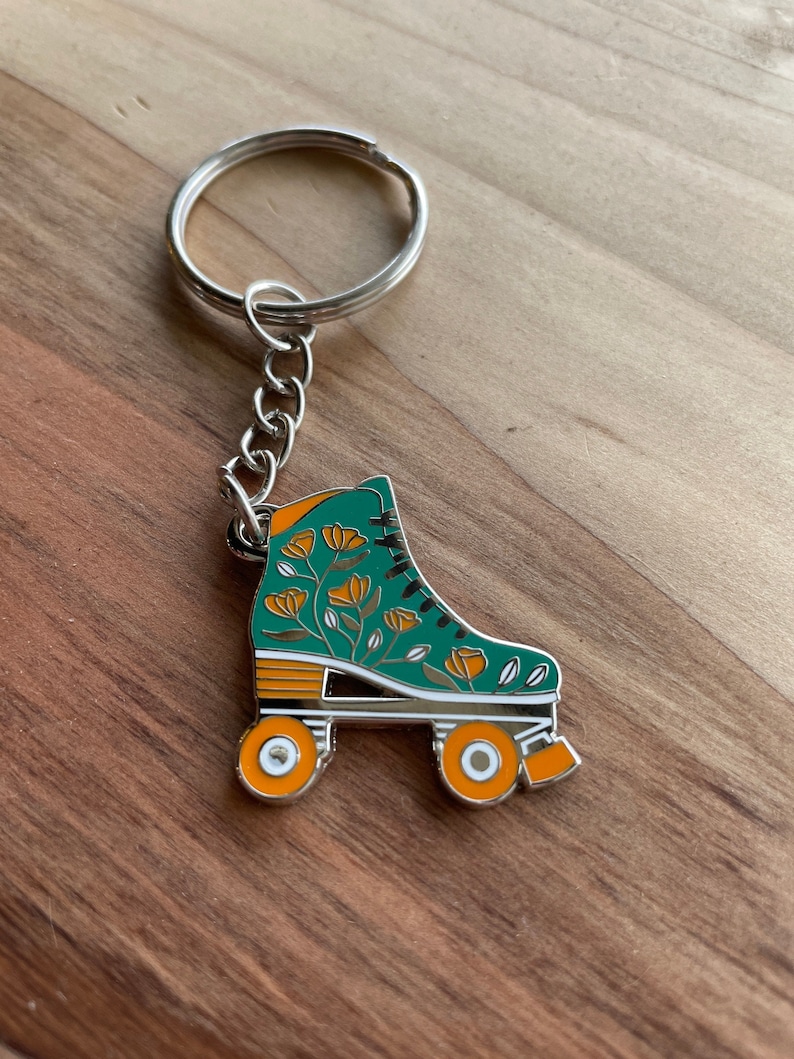 Roller Skate Key Chain Colors Black Witch Teal Pink Lime Etsy